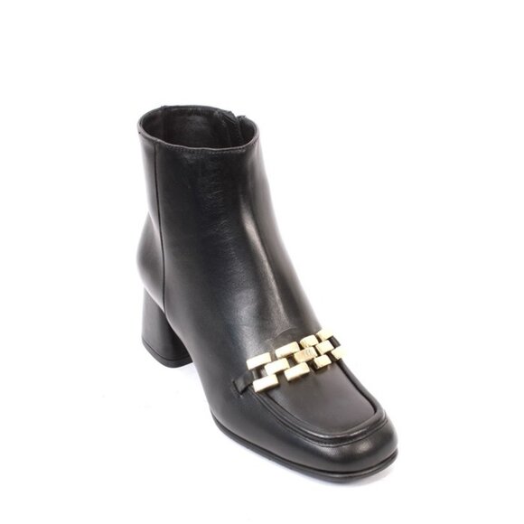 Luca Grossi 736 Black Leather Ankle Heel Boots - Picture 1 of 7